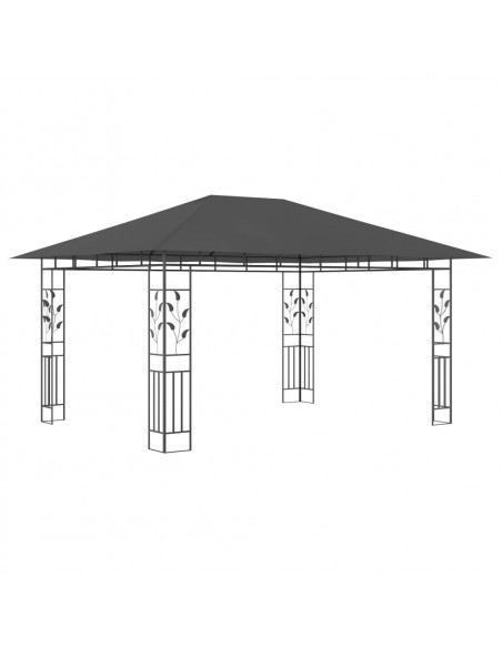Gazebo con Zanzariera e Luci LED 4x3x2,73 m Antracite
