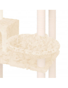 Albero per Gatti con Tiragraffi in Sisal Crema 131 cm