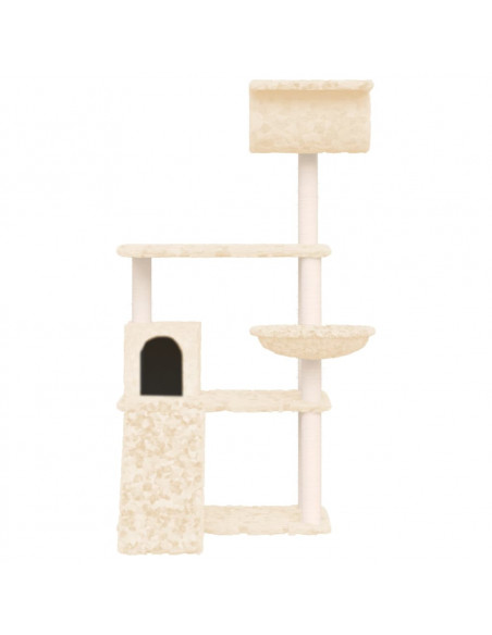 Albero per Gatti con Tiragraffi in Sisal Crema 131 cm