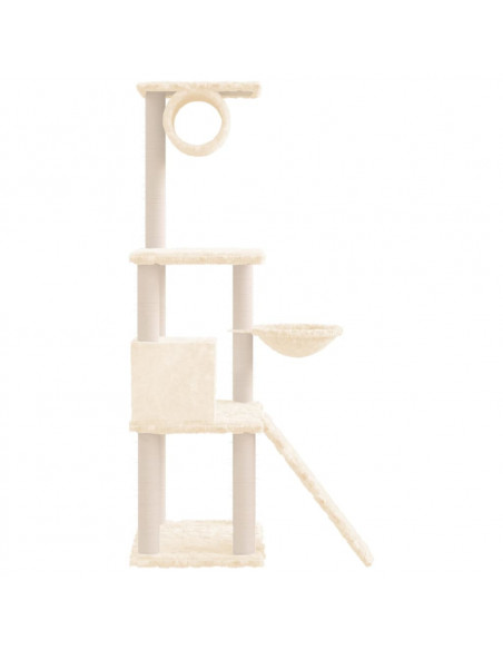 Albero per Gatti con Tiragraffi in Sisal Crema 131 cm