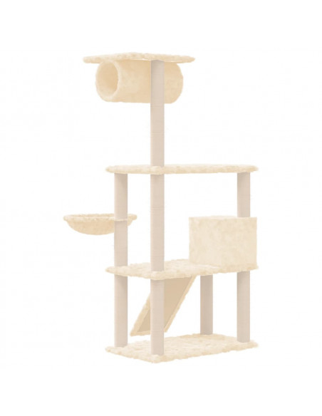Albero per Gatti con Tiragraffi in Sisal Crema 131 cm