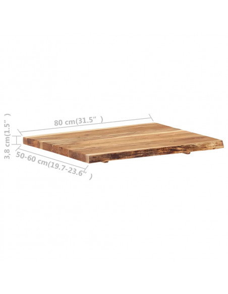 Piano del Tavolo in Legno Massello di Acacia 80x(50-60)x3,8 cm