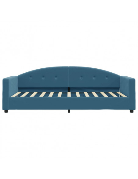 Divano Letto con Materasso Blu 90x200 cm in Velluto