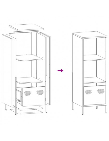 Credenza Verde Oliva 35x39x103,5 cm in Acciaio
