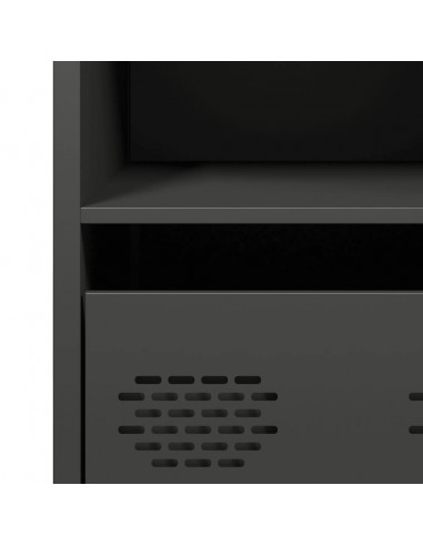 Credenza Nera 35x39x73,5 cm in Acciaio Laminato a Freddo