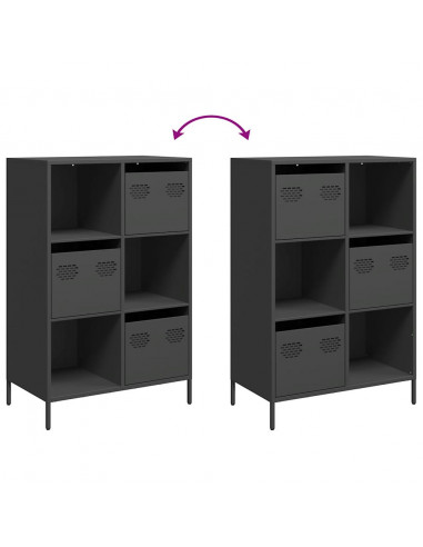 Credenza Nera 68x39x103,5 cm in Acciaio