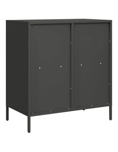Credenza Nera 68x39x73,5 cm in Acciaio Laminato a Freddo