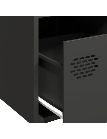 Credenza Nera 68x39x73,5 cm in Acciaio Laminato a Freddo