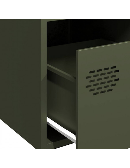 Credenza Verde Oliva 35x39x73,5 cm in Acciaio Laminato a Freddo