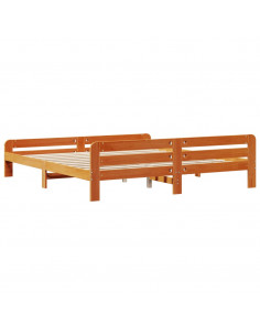 Letto senza Materasso Marrone Cera 200x200 cm in Legno di Pino