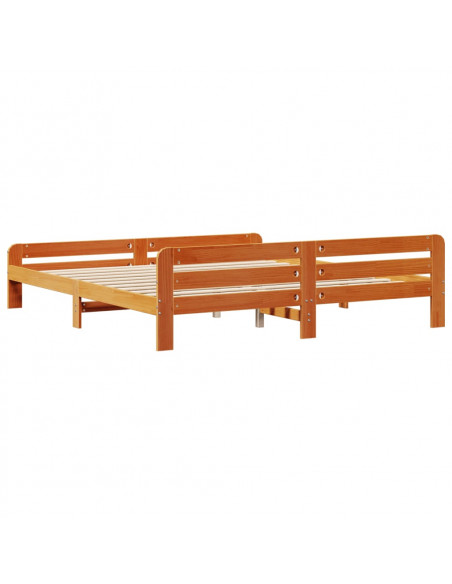 Letto senza Materasso Marrone Cera 200x200 cm in Legno di Pino