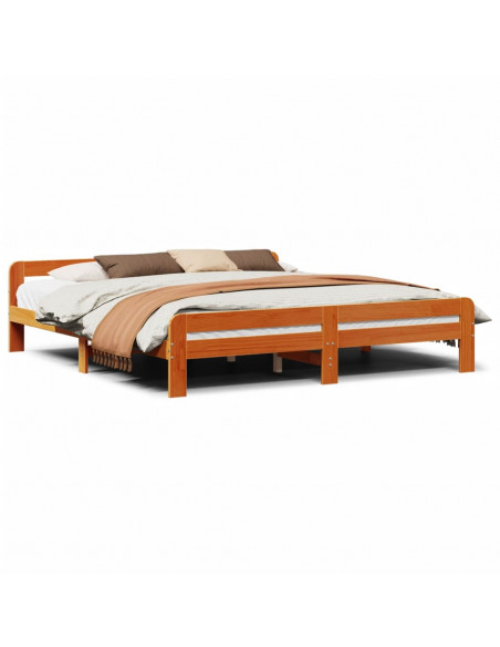 Letto senza Materasso Marrone Cera 200x200 cm in Legno di Pino