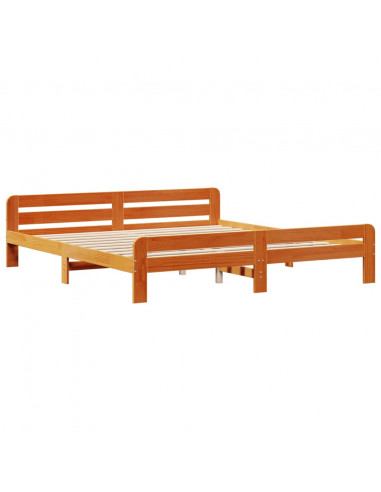 Letto senza Materasso Marrone Cera 200x200 cm in Legno di Pino