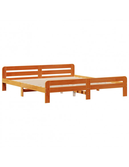 Letto senza Materasso Marrone Cera 200x200 cm in Legno di Pino