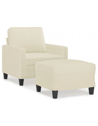 Poltrona con Poggiapiedi Crema 60 cm in Similpelle