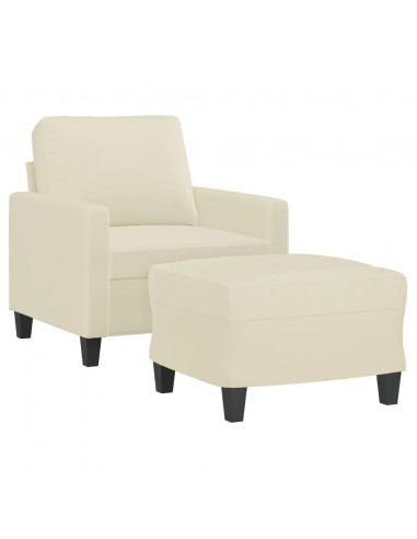 Poltrona con Poggiapiedi Crema 60 cm in Similpelle