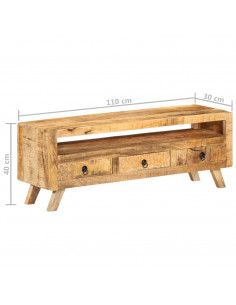 Mobile Porta TV 110x30x40 cm in Legno Massello di Mango