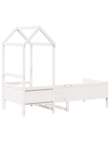 Dormeuse con Tetto 90x190 cm Bianco in Legno Massello di Pino