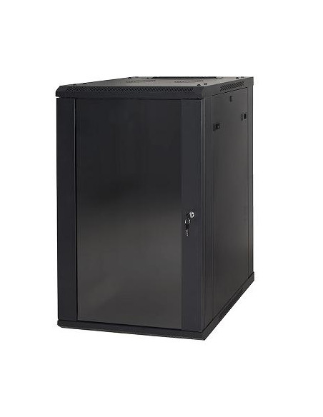 LINK ARMADIO RACK 19" 18 UNITA DA MURO (A)900 (L)600 X PROFONDITA 600 MM. COLORE NERO PORTA VETRO