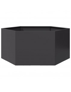 Fioriera da Giardino Nera Esagono 104x90x45 cm in Acciaio 2