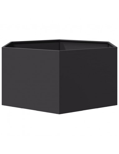 Fioriera da Giardino Nera Esagono 104x90x45 cm in Acciaio