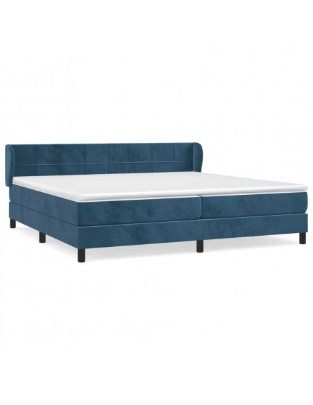 Giroletto a Molle con Materasso Blu Scuro 200x200 cm in Velluto