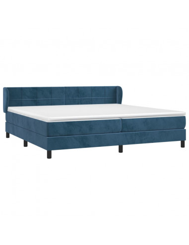 Giroletto a Molle con Materasso Blu Scuro 200x200 cm in Velluto