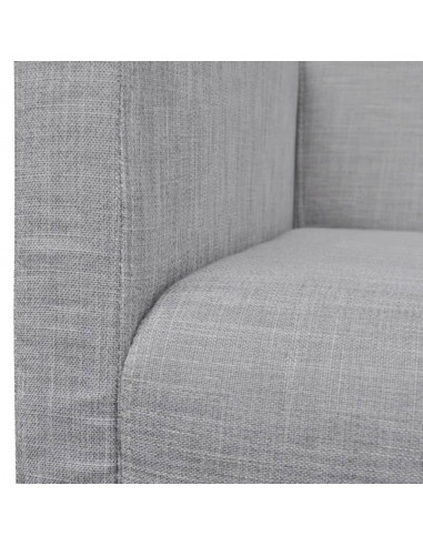 Panca con Cuscino Imbottito Tessuto Legno Hevea Grigio Chiaro