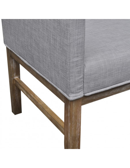 Panca con Cuscino Imbottito Tessuto Legno Hevea Grigio Chiaro