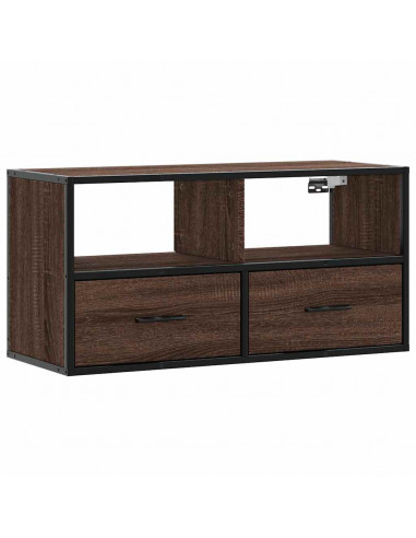 Mobile TV Rovere Marrone 80x31x39,5cm Legno Multistrato Metallo