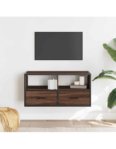 Mobile TV Rovere Marrone 80x31x39,5cm Legno Multistrato Metallo