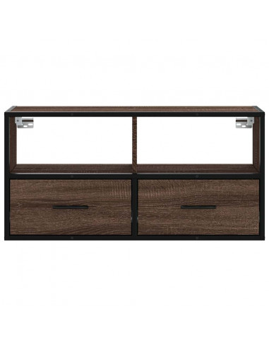 Mobile TV Rovere Marrone 80x31x39,5cm Legno Multistrato Metallo