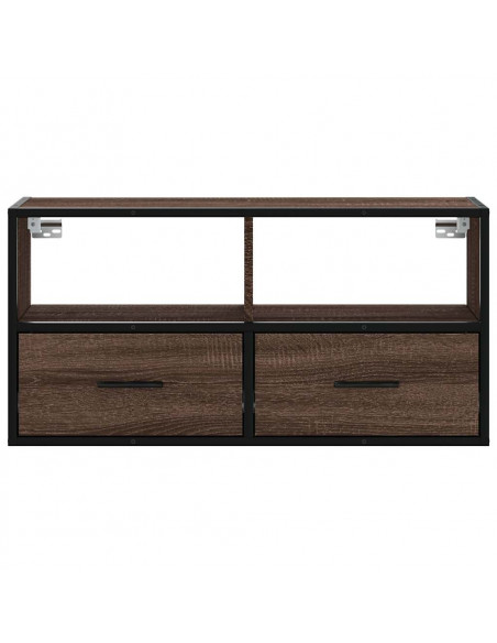 Mobile TV Rovere Marrone 80x31x39,5cm Legno Multistrato Metallo