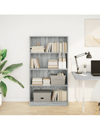 Libreria Grigio Sonoma 80x24x143 cm in Legno Multistrato