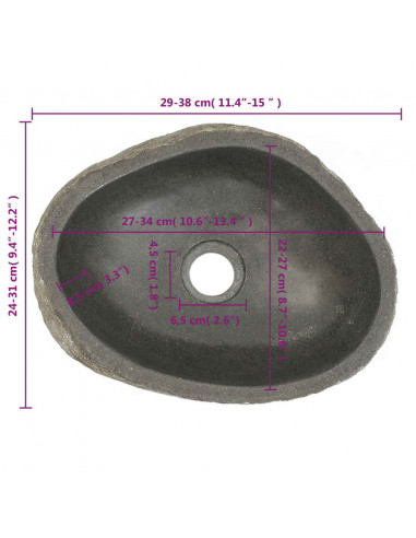 Lavandino in Pietra di Fiume Ovale 29-38 cm