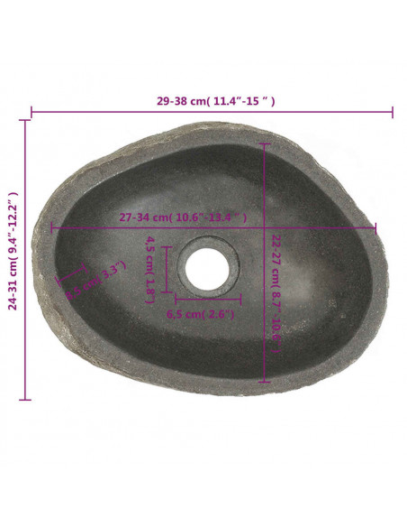 Lavandino in Pietra di Fiume Ovale 29-38 cm