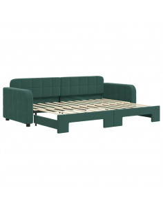Divano Letto con Letto Estraibile Verde Scuro 80x200cm Velluto 2