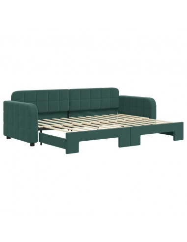 Divano Letto con Letto Estraibile Verde Scuro 80x200cm Velluto