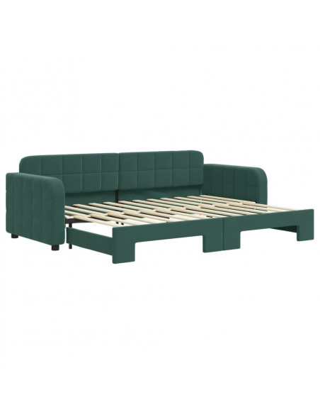 Divano Letto con Letto Estraibile Verde Scuro 80x200cm Velluto