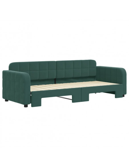 Divano Letto con Letto Estraibile Verde Scuro 80x200cm Velluto