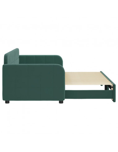 Divano Letto con Letto Estraibile Verde Scuro 80x200cm Velluto