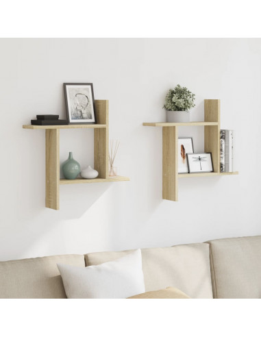 Mensole Parete 2pz Rovere Sonoma 50x12x50 cm in Truciolato