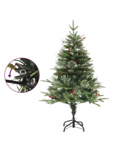Albero di Natale Preilluminato con Pigne Verde 150 cm PVC e PE