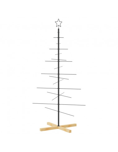 Albero di Natale in Metallo con Base in Legno Nero 150 cm