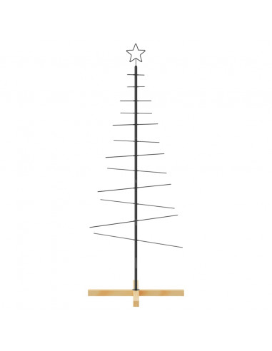Albero di Natale in Metallo con Base in Legno Nero 150 cm