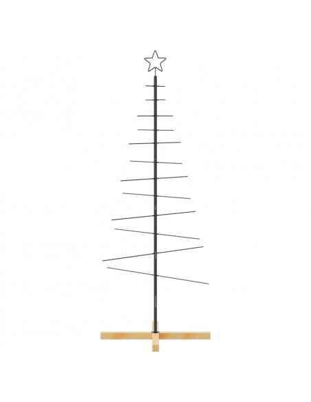 Albero di Natale in Metallo con Base in Legno Nero 150 cm