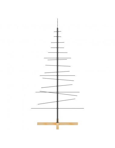 Albero di Natale in Metallo con Base in Legno Nero 150 cm