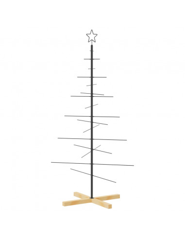 Albero di Natale in Metallo con Base in Legno Nero 150 cm