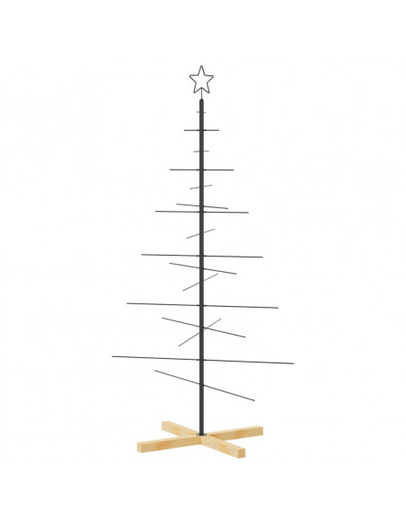 Albero di Natale in Metallo con Base in Legno Nero 150 cm