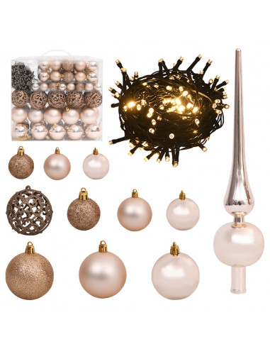 Albero di Natale Artificiale con 300 LED Palline e Neve 240 cm